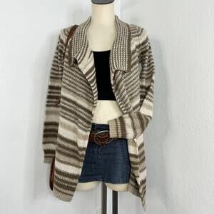 Neutral Tone Striped Cardigan Sweaters Brown Tan Moda Internal